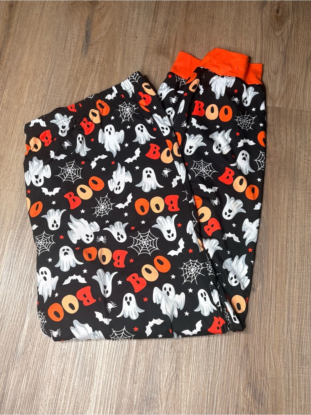 Halloween 'Boo' Ghost Pajama Pants - Black & Orange